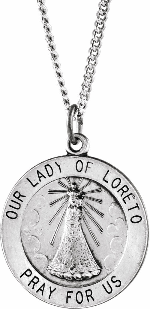 sterling silver 18 mm our lady of loreto medal necklace   