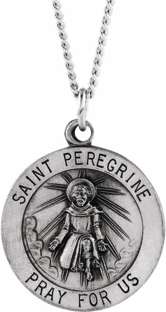 sterling silver 18 mm round st. peregrine 18" necklace