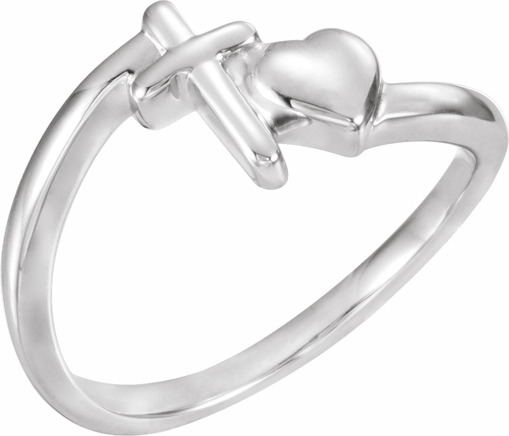 sterling silver cross & heart chastity ring