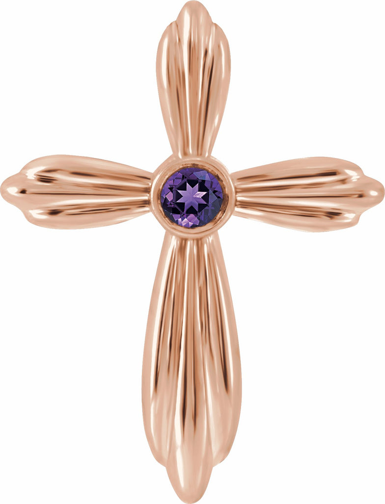 14k rose amethyst cross pendant     