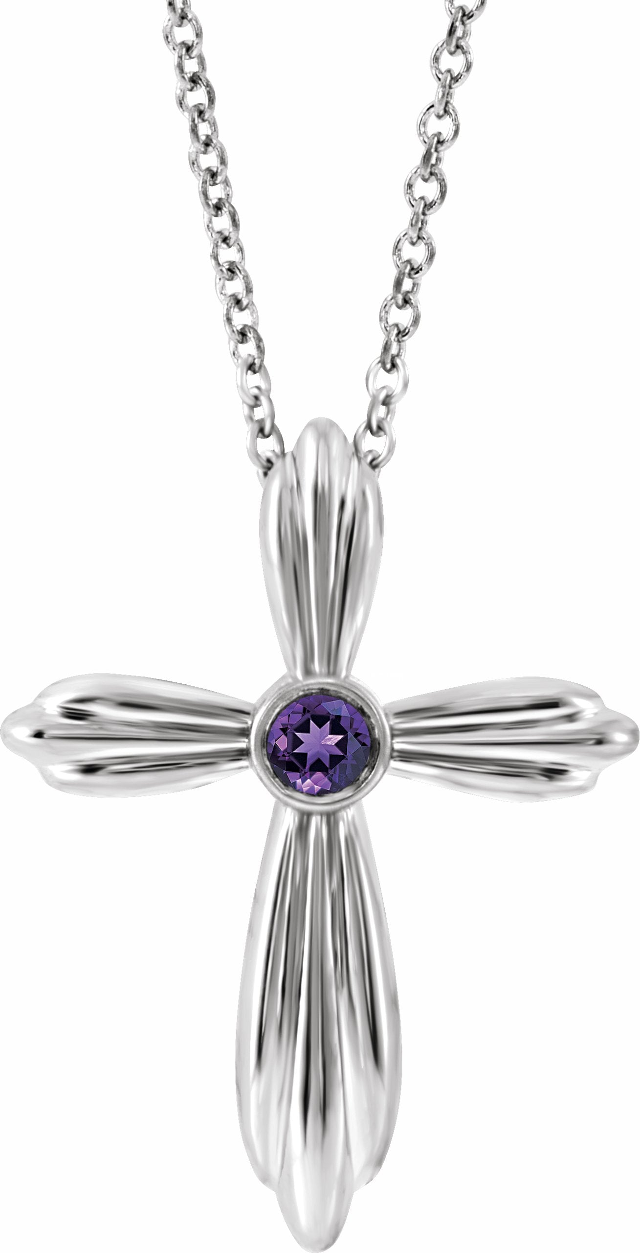 sterling silver amethyst cross 16-18" necklace