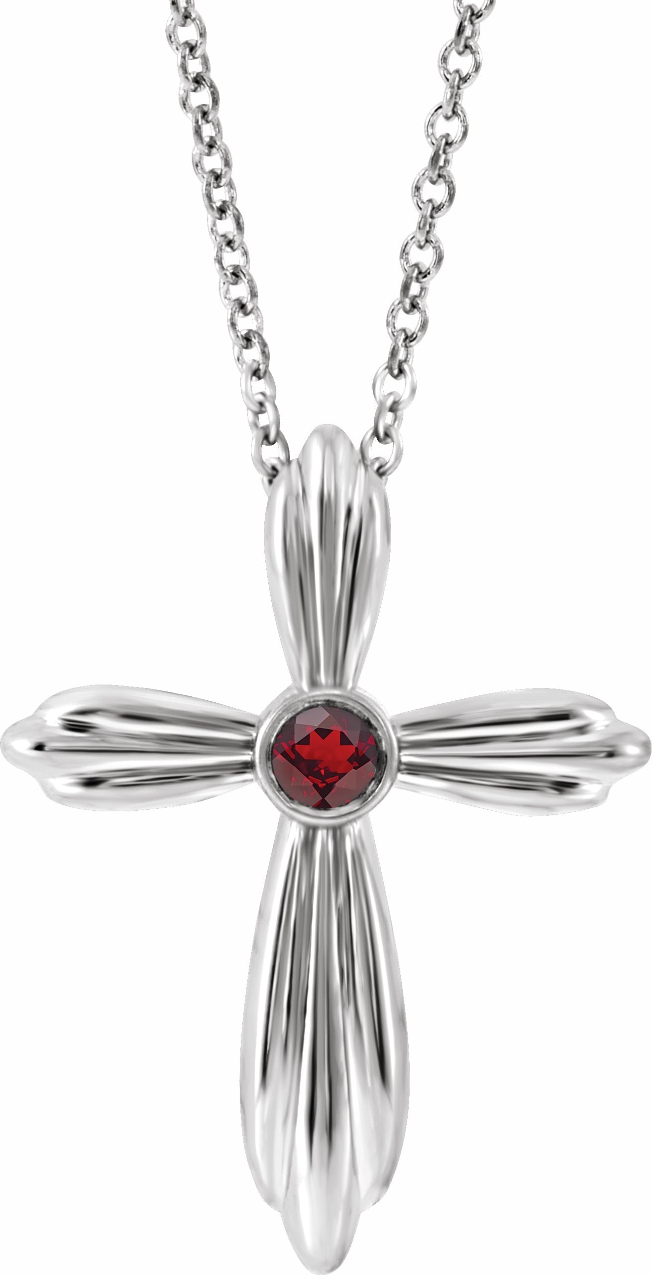 sterling silver mozambique garnet cross 16-18"  necklace      