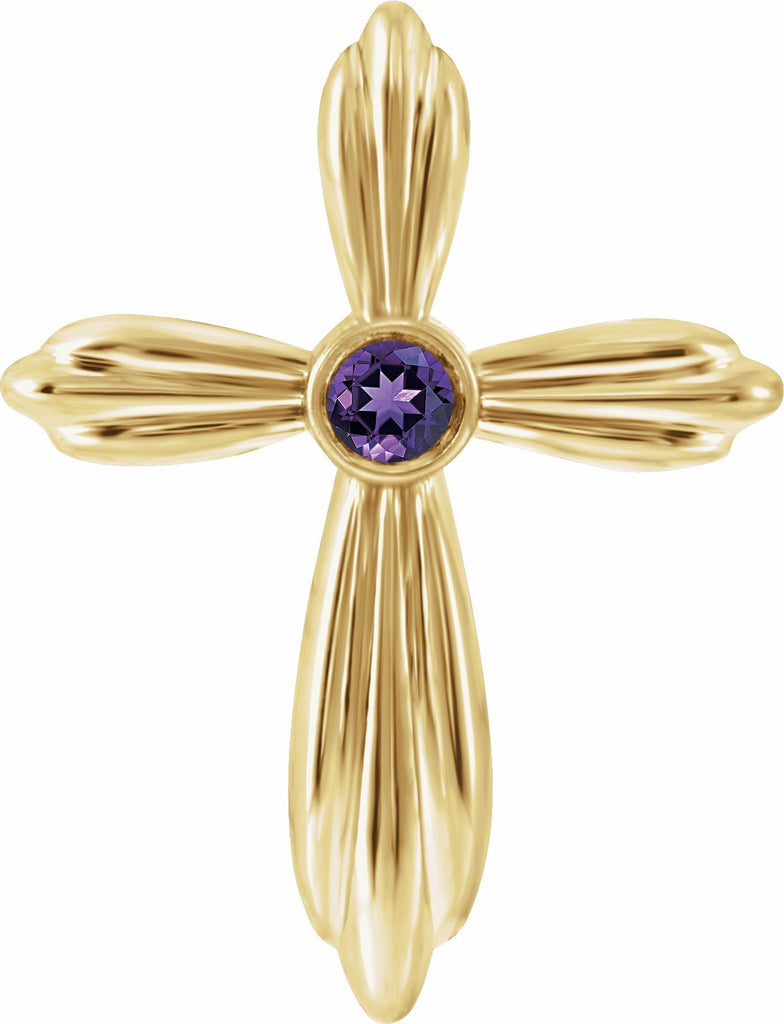 14k yellow amethyst cross pendant     