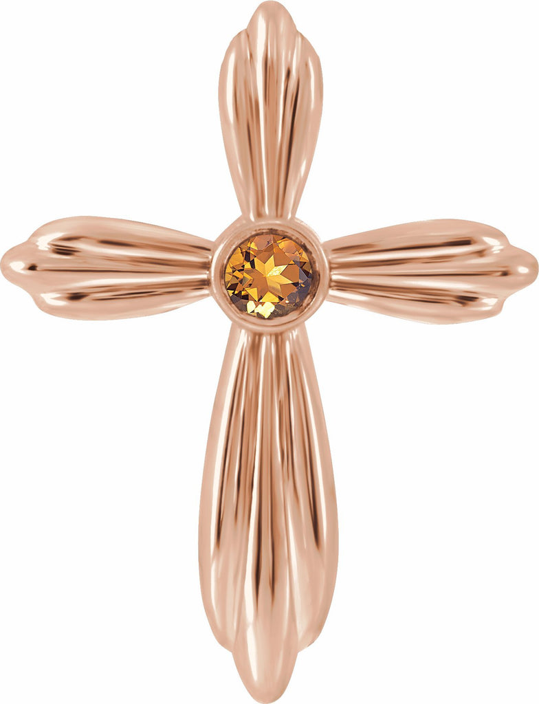 14k rose citrine cross pendant       