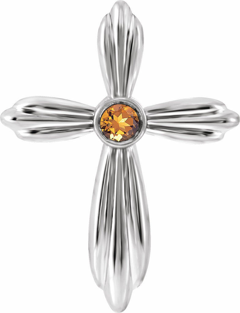 platinum citrine cross pendant       