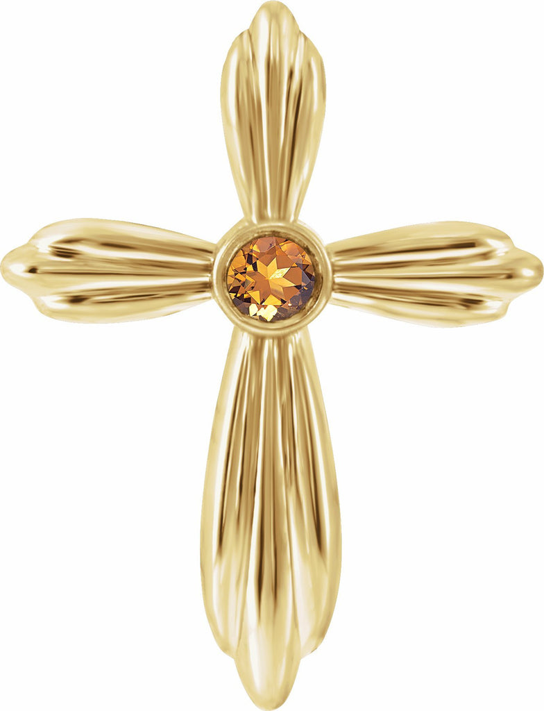 14k yellow citrine cross pendant       