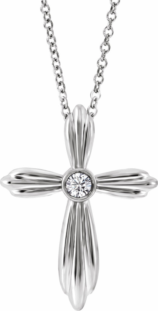 14k white .06 ctw diamond cross 16-18" necklace         