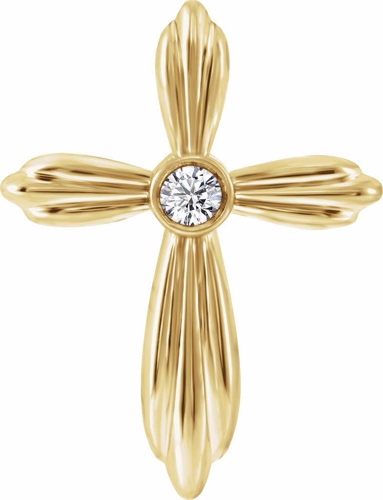 14k yellow .06 ctw diamond cross pendant         