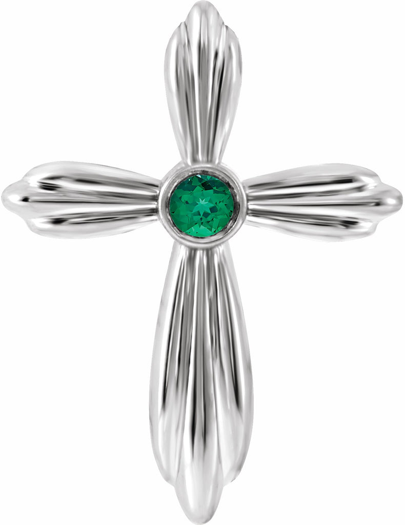 platinum emerald cross pendant          