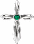 sterling silver chathamâ® created emerald cross pendant   