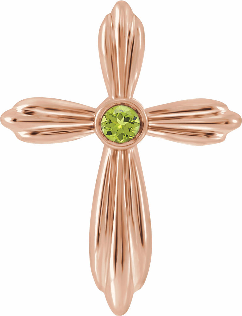 14k rose peridot cross pendant         