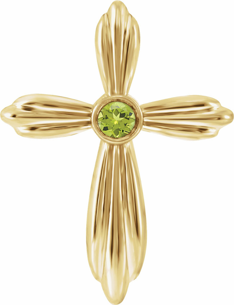 14k yellow peridot cross pendant         