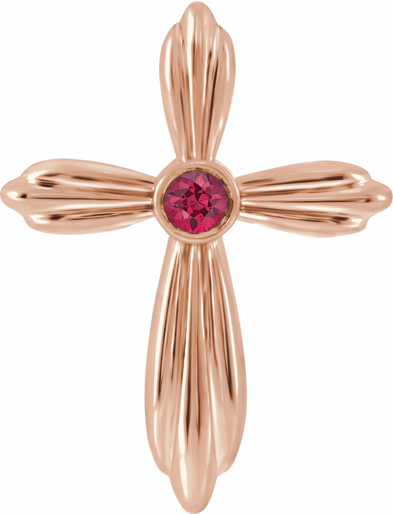 14k rose chathamâ® created ruby cross pendant    