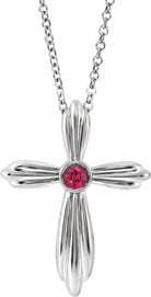 sterling silver ruby cross 16-18" necklace