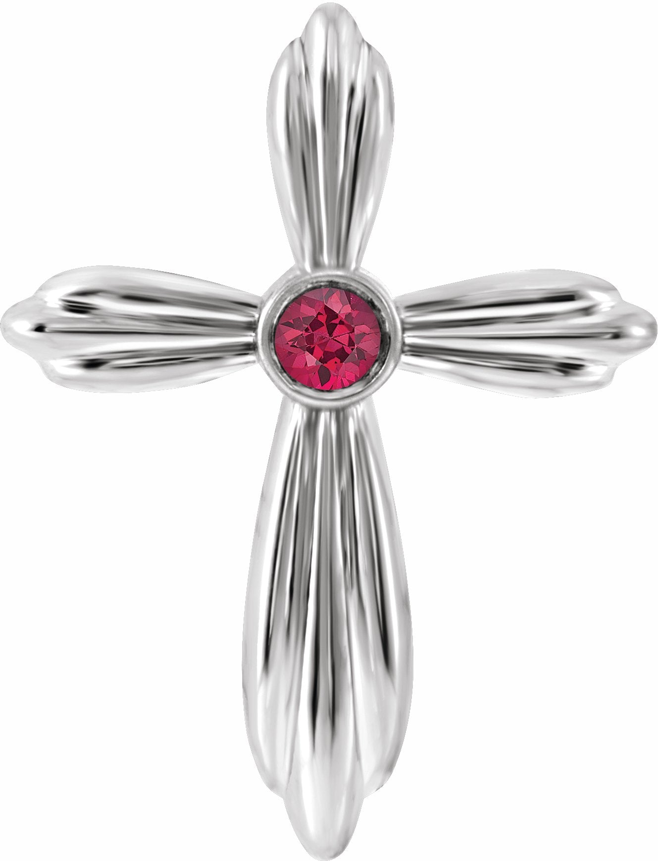 sterling silver ruby cross pendant           