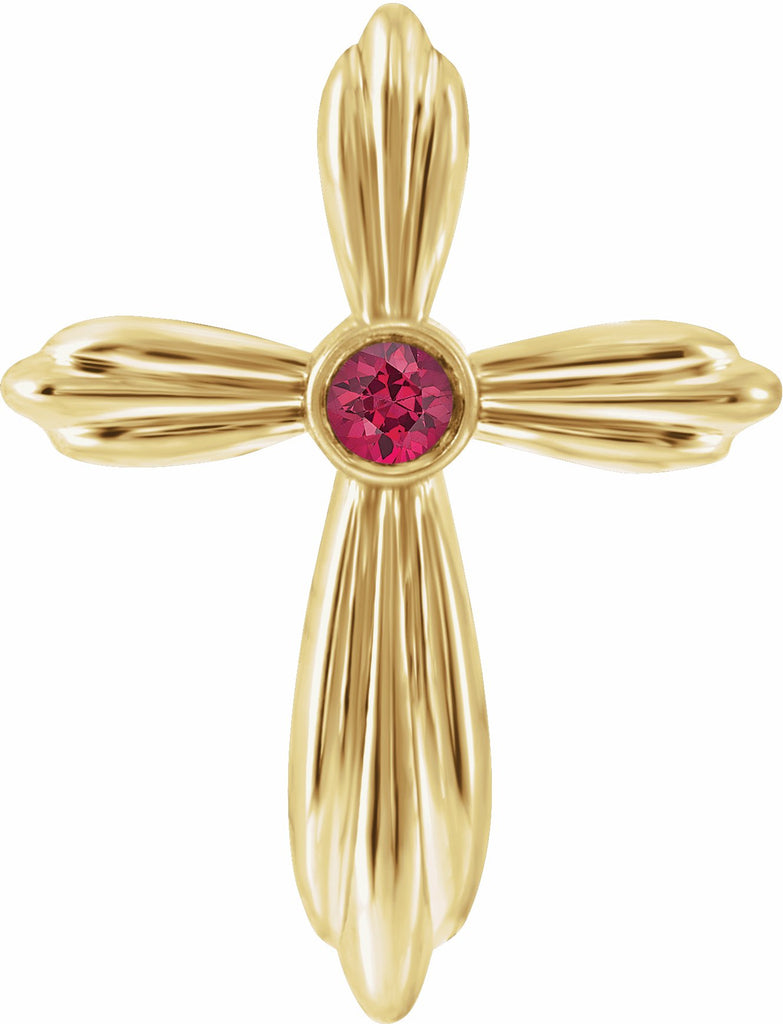 14k yellow ruby cross pendant           