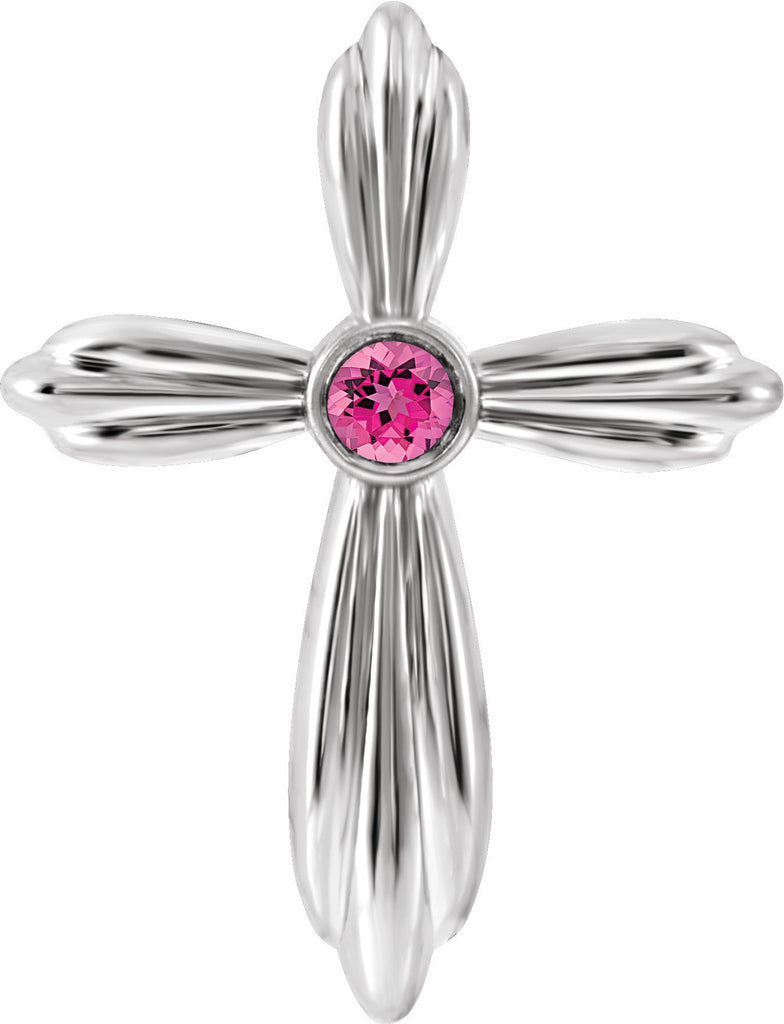 platinum pink tourmaline cross pendant        