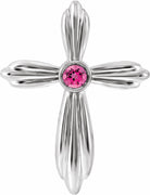 sterling silver pink tourmaline cross pendant        