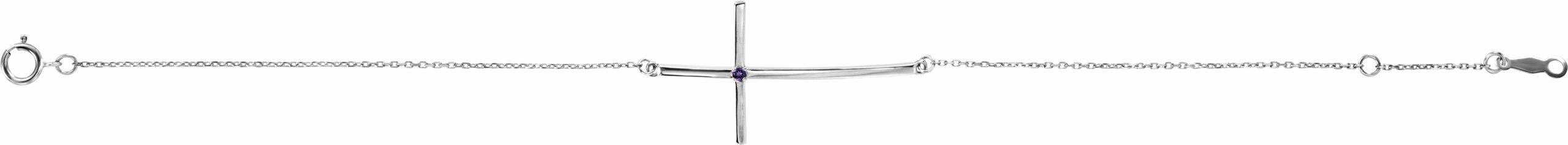 sterling silver imitation amethyst sideways cross bracelet   