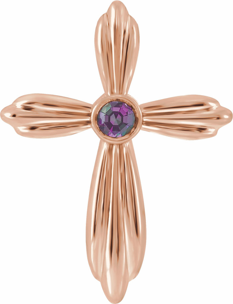 14k rose alexandrite cross pendant    