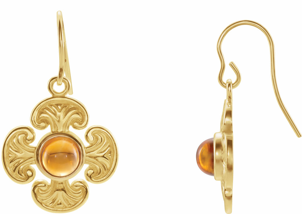 14k yellow citrine maltese cross earrings 