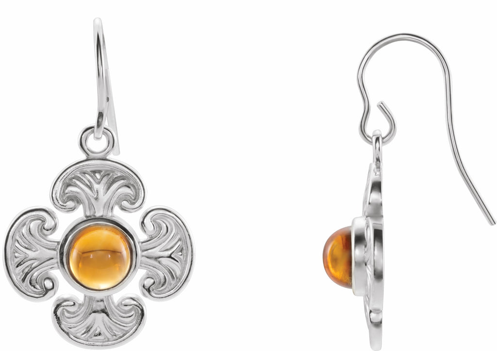 14k white citrine maltese cross earrings 