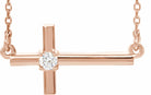 14k rose .06 ctw diamond sideways cross 16-18" necklace 