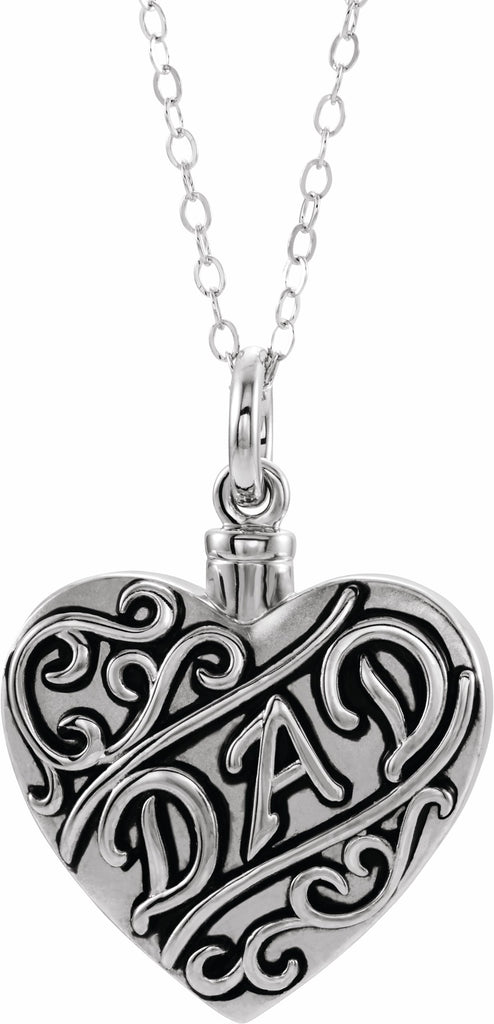 sterling silver "dad" heart ash holder 18" necklace