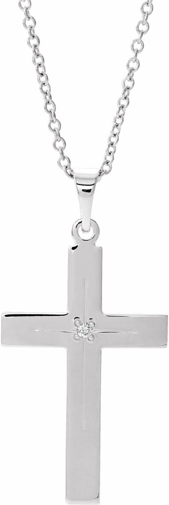 14k white .01 ctw diamond cross necklace 