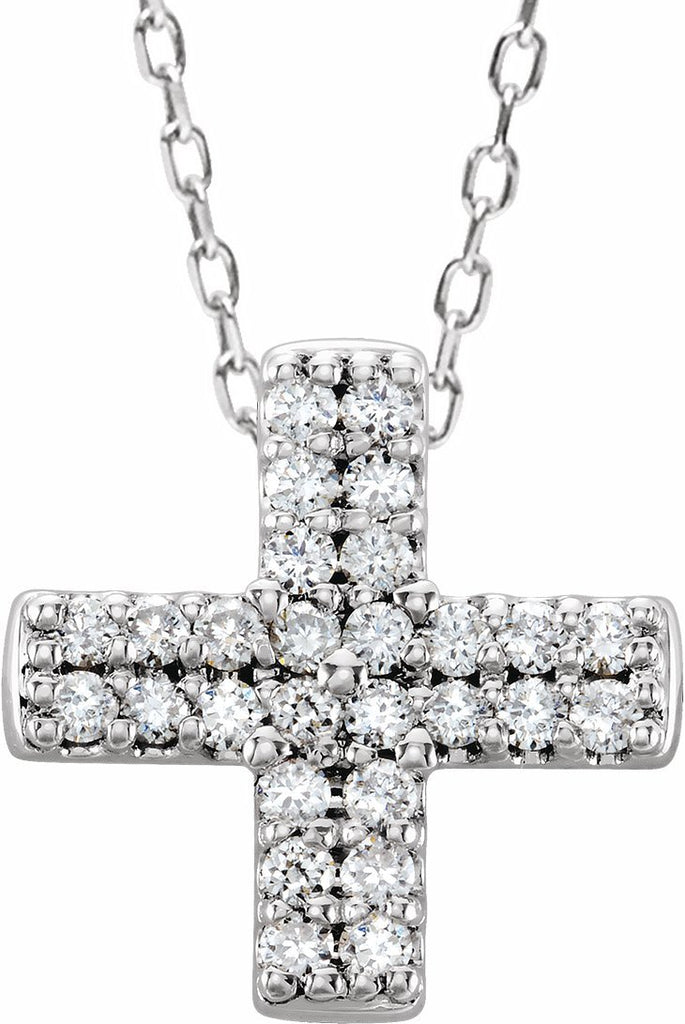 14k white .07 ctw diamond cross necklace