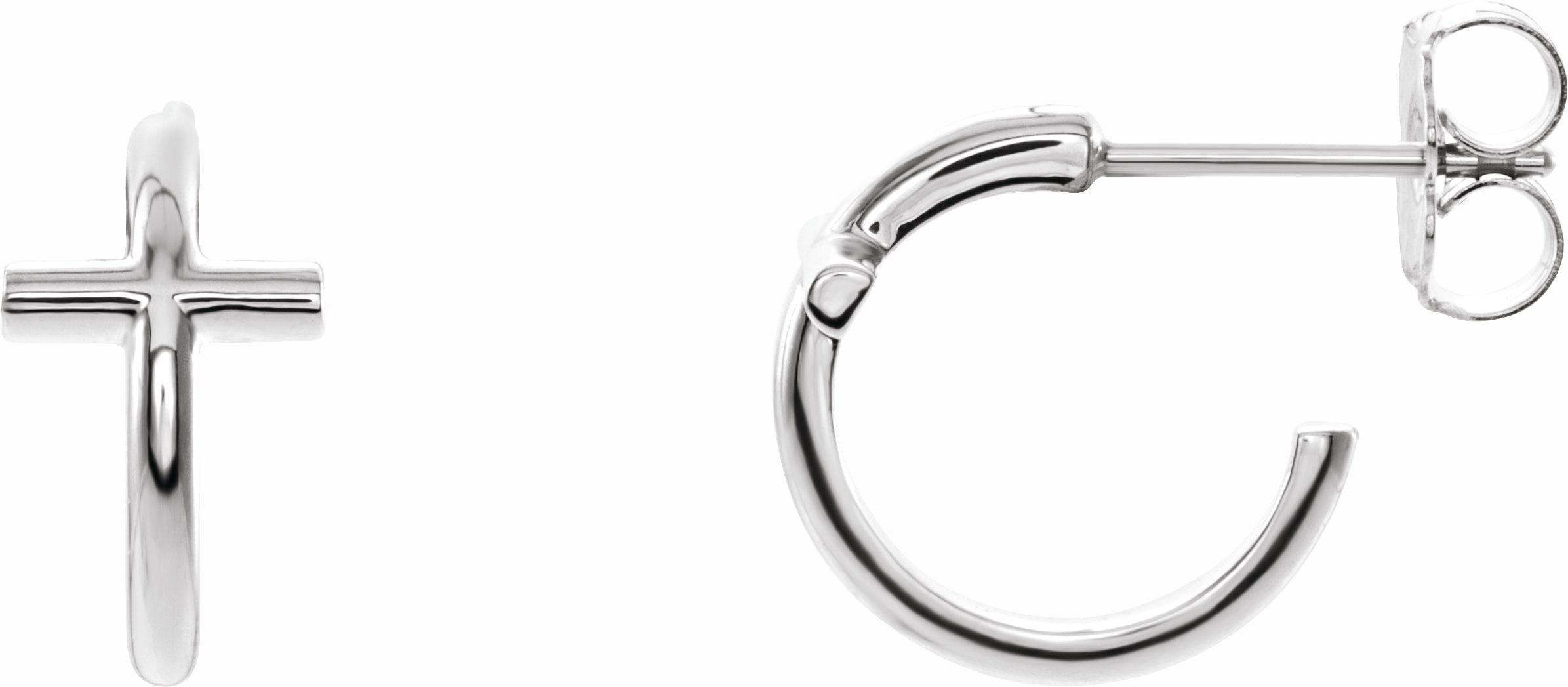 sterling silver 11.8 mm cross hoop earrings