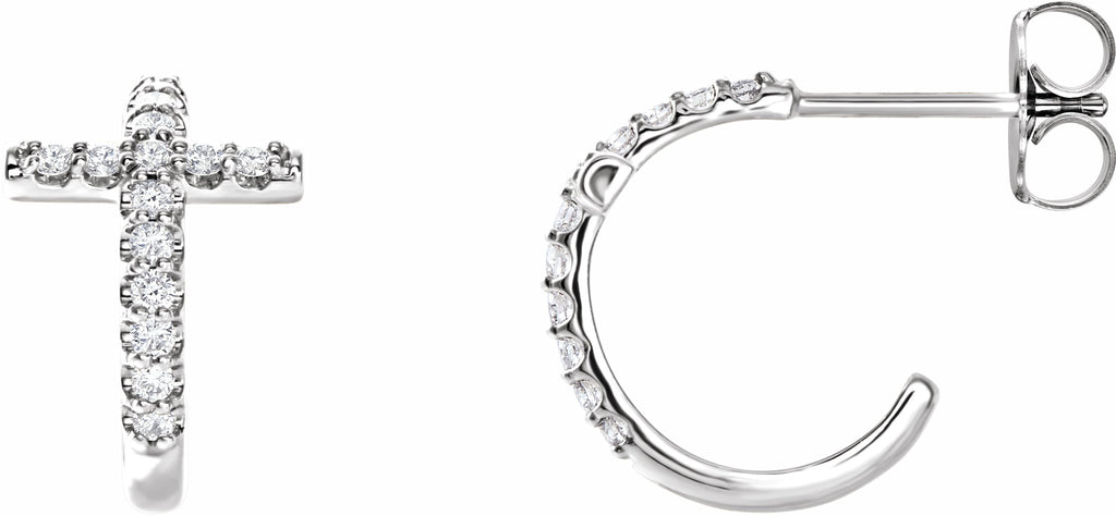 sterling silver 1/4 ctw diamond cross hoop earrings