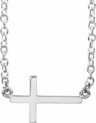 sterling silver 17x9 mm sideways cross 16-18" necklace