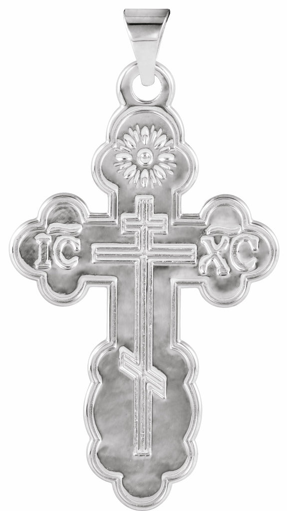 14k white 32x21 mm st. olga orthodox cross pendant