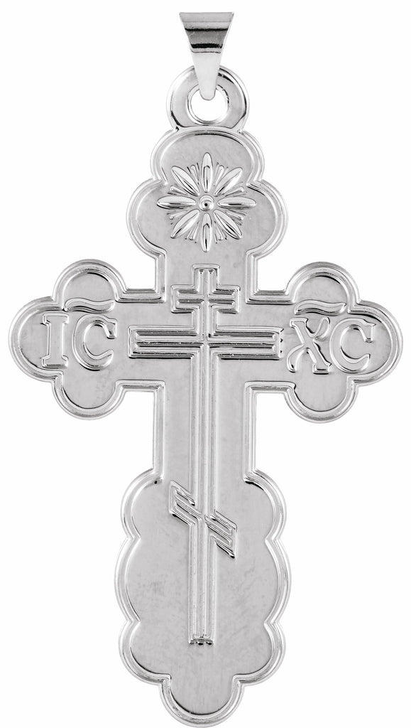 14k white 40x26 mm st. olga orthodox cross pendant