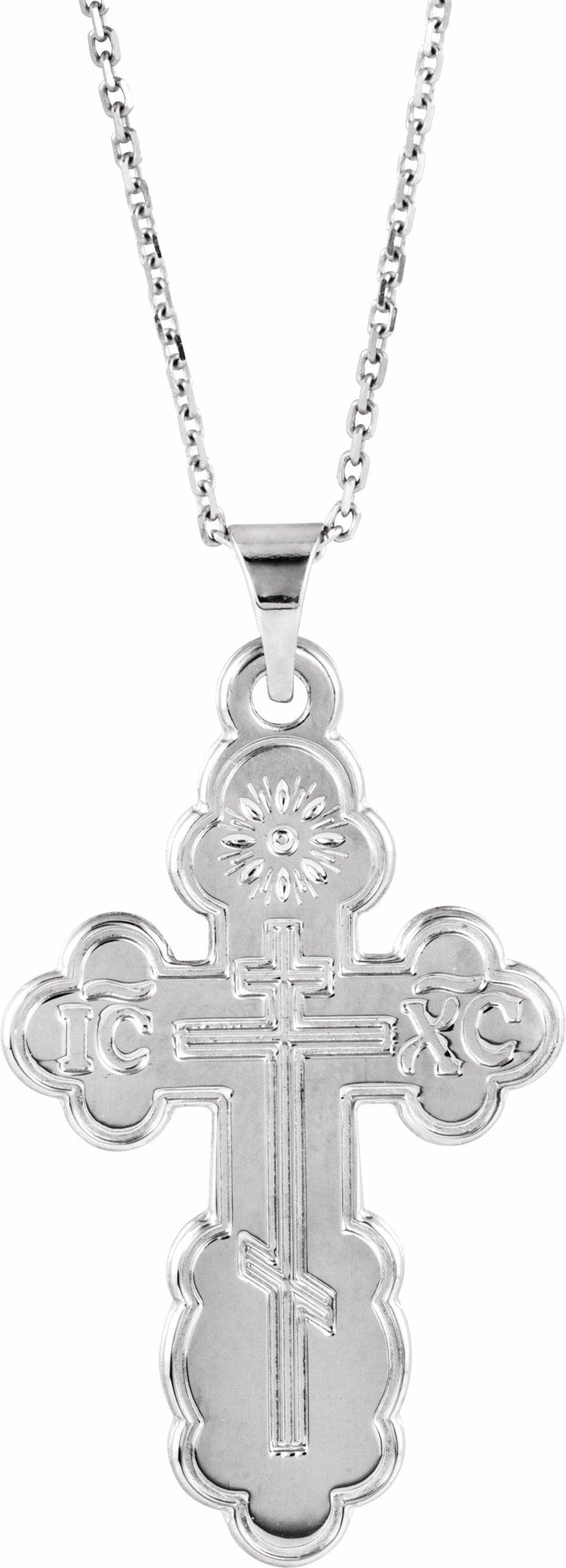 sterling silver 26x17 mm st. olga orthodox cross pendant 