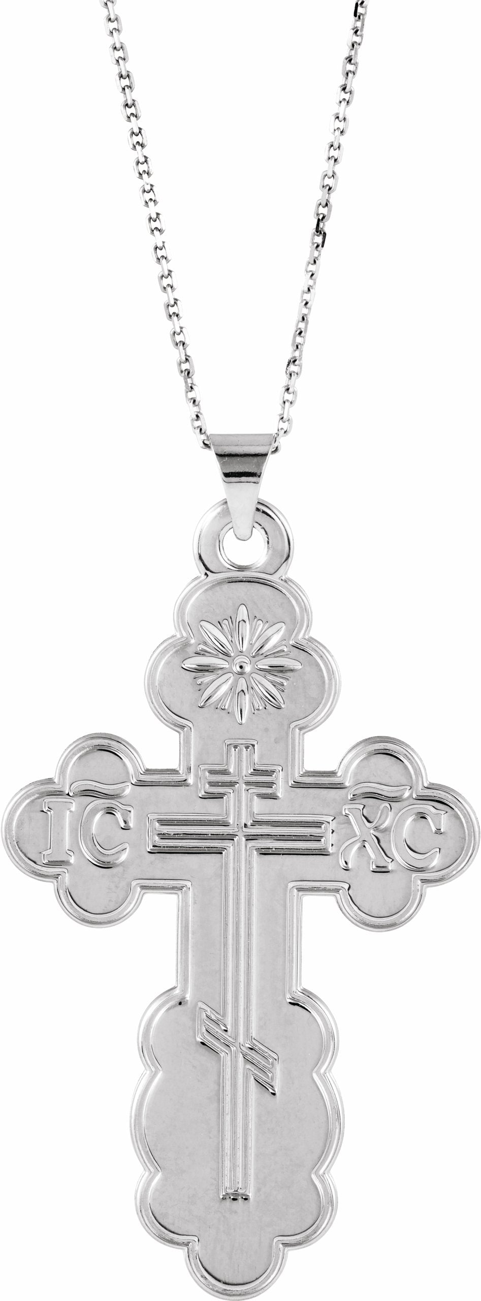 sterling silver 40x26 mm st. olga orthodox cross pendant 