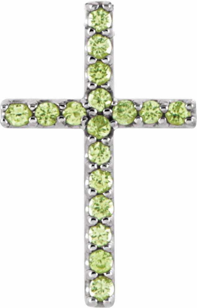 14k white peridot petite cross pendant    