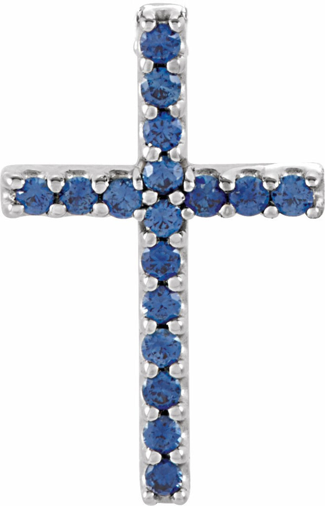 platinum blue sapphire petite cross pendant  