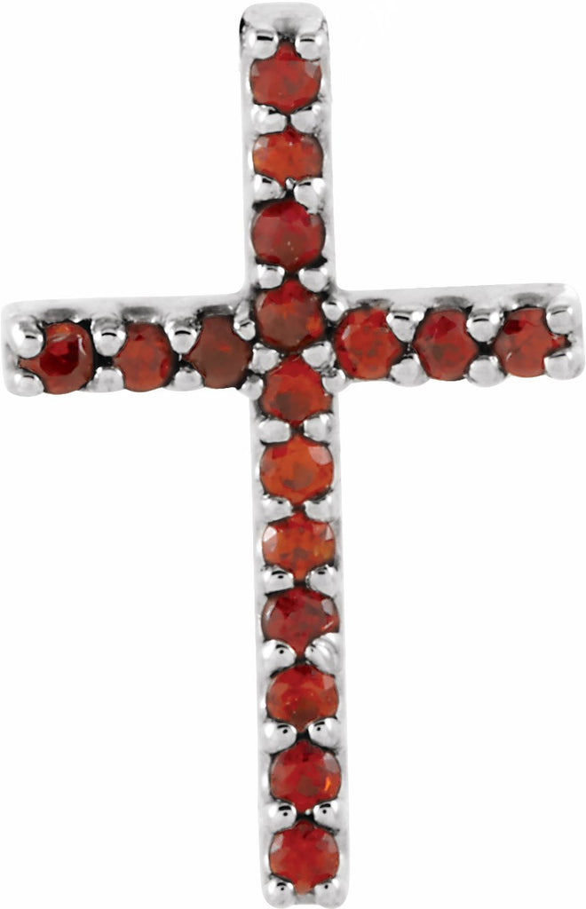 14k white mozambique garnet petite cross pendant   