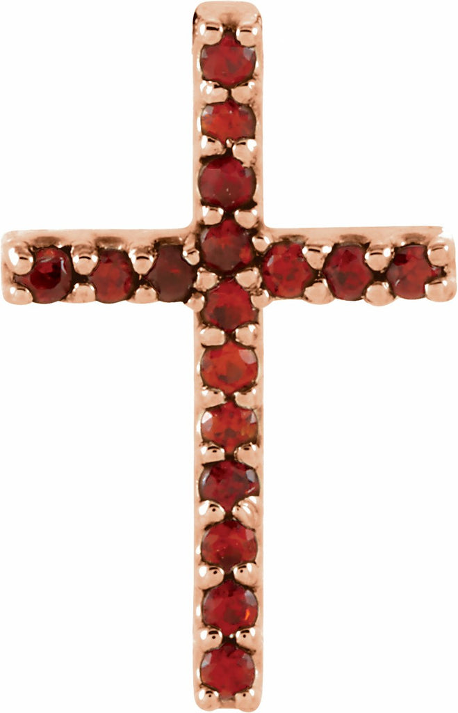 14k rose mozambique garnet petite cross pendant   