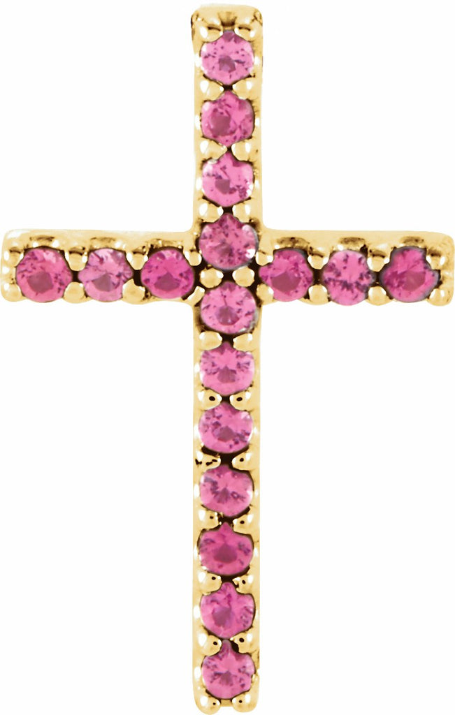 14k yellow pink tourmaline petite cross pendant    