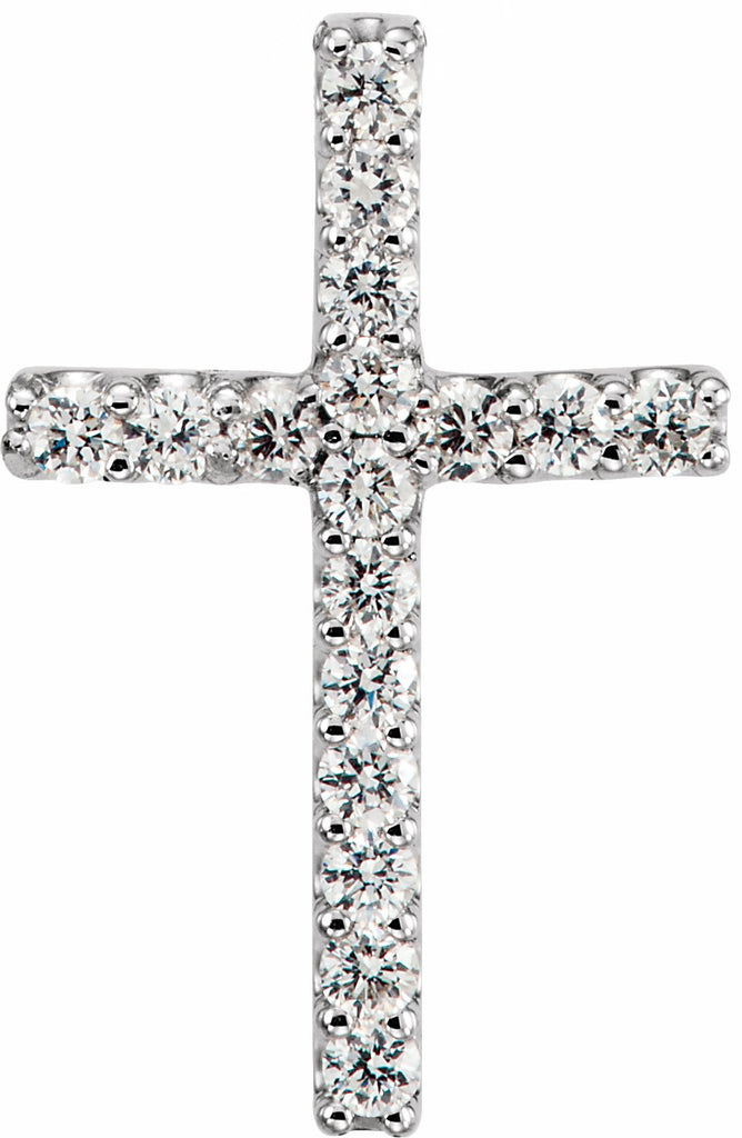 14k white .06 ctw diamond cross petite pendant     