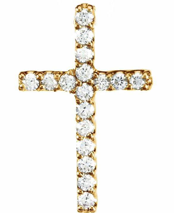 14k yellow .06 ctw diamond petite cross pendant     