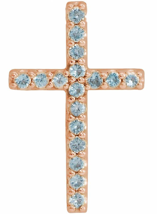 14k rose swiss blue topaz petite cross pendant 