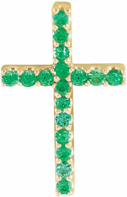 14k yellow emerald petite cross pendant      