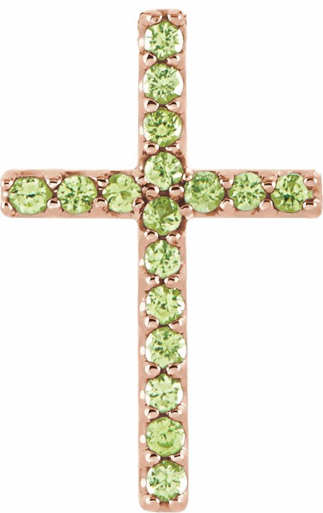 14k rose peridot petite cross pendant    