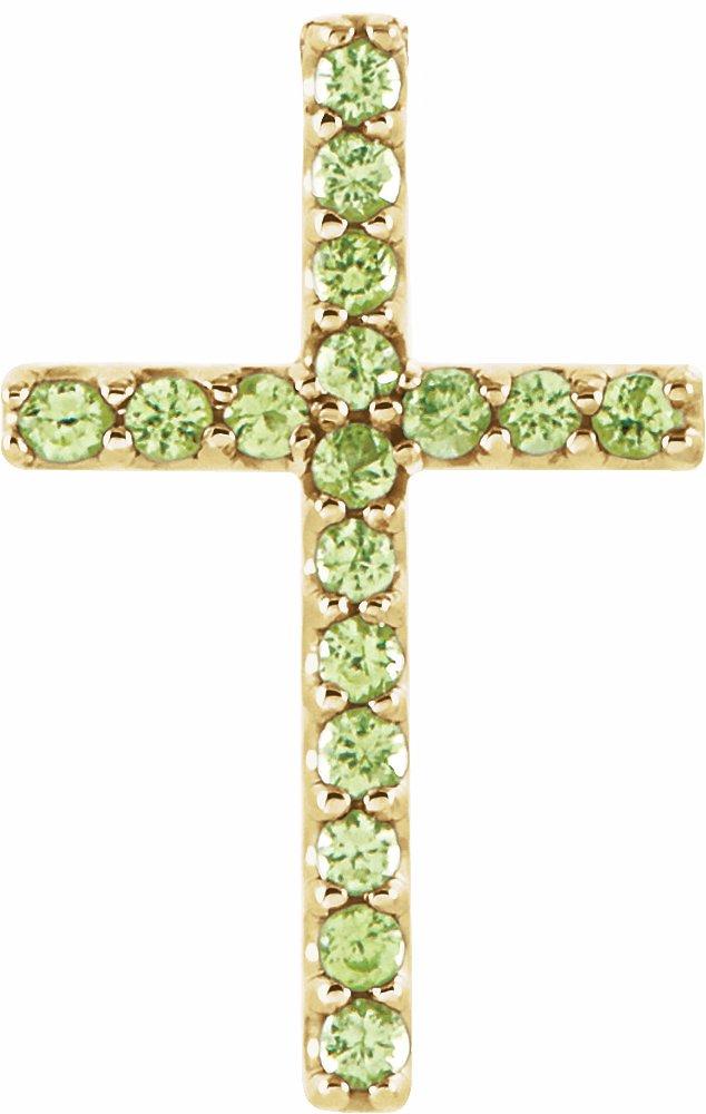 14k yellow peridot petite cross pendant    