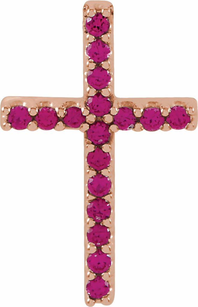 14k rose ruby petite cross pendant  