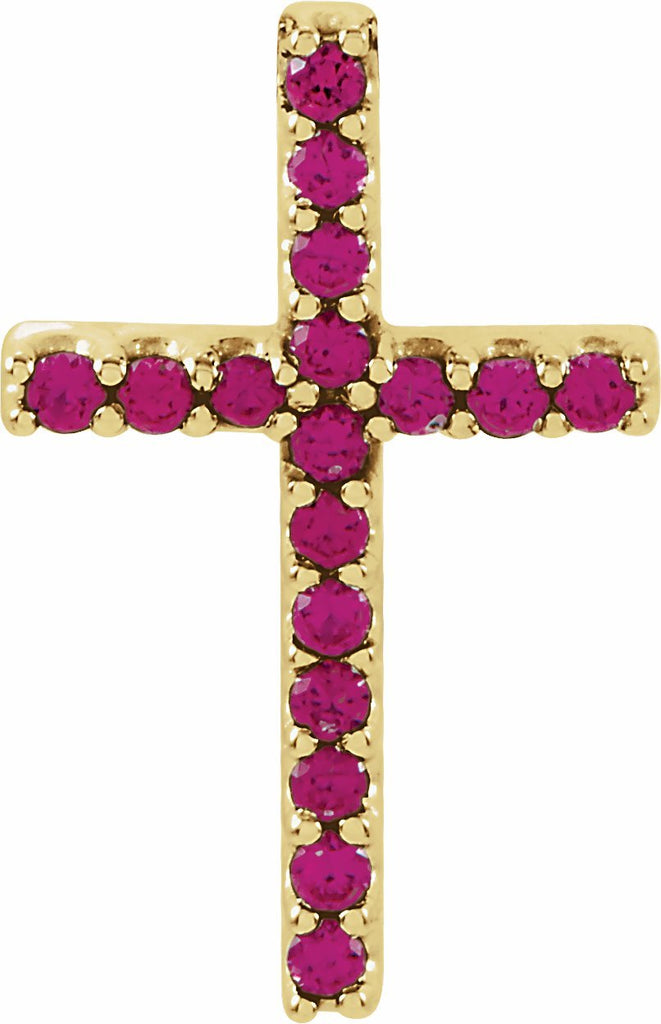 14k yellow ruby petite cross pendant  